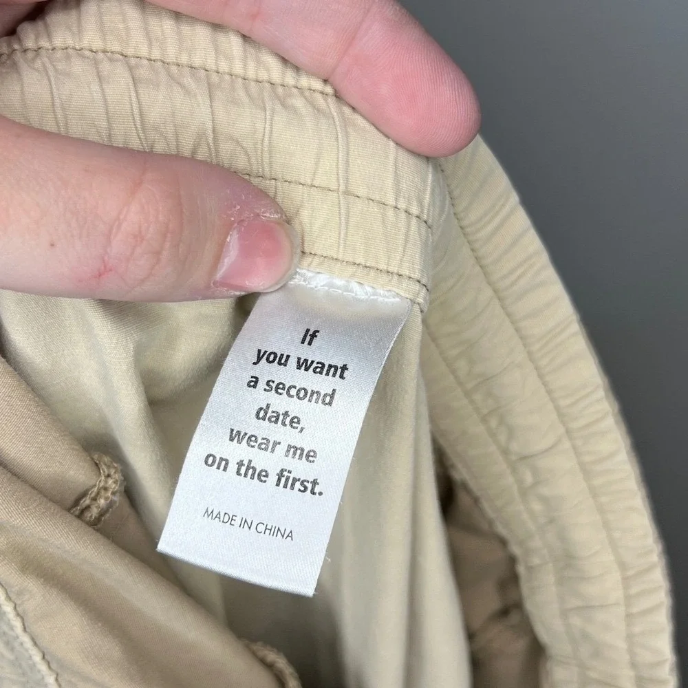 PacSun Mens Cargo Jogger Pants Tan‎ Beige Colorblock Utility Techwear Size M - Picture 7 of 7